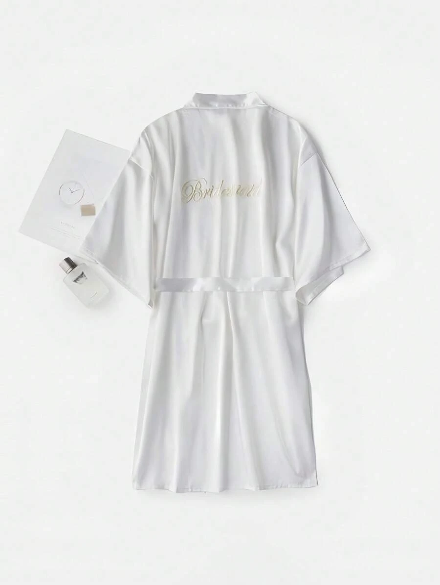 1 件女士春夏婚礼伴娘睡衣白色睡衣新娘礼服闺蜜派对刺绣浴袍新娘浴袍婚礼派对用品户外婚礼节日派对用品春季 - 白色 - 查看 1