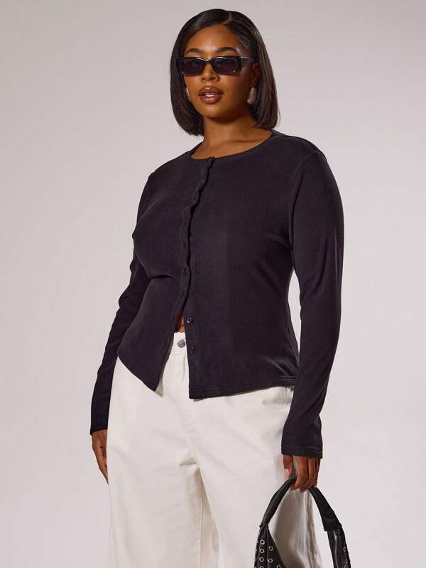 MUSERA Plus Size Women Button Down Fitted Long Sleeved Top, Spring Summer Elegant Classy Vacation Holiday Cute Holiday Romantic 90's Y2k Fall Winter Christmas