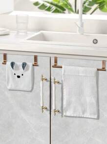 SHEIN Basic living 1PC Rose Gold Single Rod Towel Rack Cabinet Door Back Type Hanging Rack Non-Punched Towel Rod - Champagne - View 4