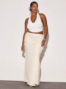 MUSERA Plus Size Tie Detail Maxi Skirt Casual, Spring, Cute, Cool Girl, Casual, Summer