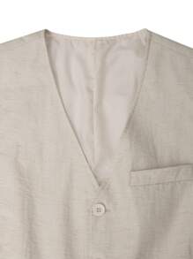 Manfinity Homme Conjunto de traje casual de un solo botón de color liso para hombre (chaleco y pantalones)