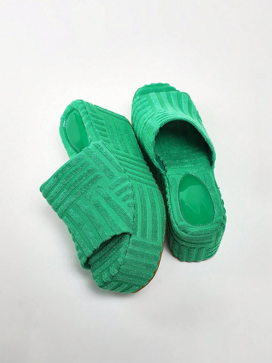 Solezae Open Toe Strap Wedge Slide Sandals Summer Shoes Spring Shoes Spring Break Easter Vacation Shoes Casual Shoes Beach Shoes Mother's Day Present Valentine's Day - Green - View 1