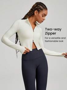 GLOWMODE سترة قصيرة برقبة عالية وقصة ضيقة مناسبة بشكل خاص للنحافة