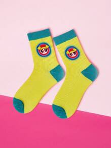 THE POWERPUFF GIRLS X SHEIN Chaussettes d'équipe colorées et mignons motif bulles à la mode