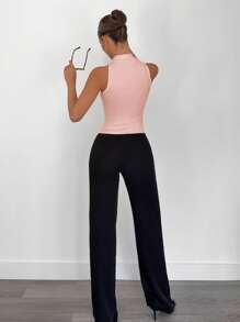 Siren Gaze Women's Summer Sleeveless Stand Collar Top With Metal Decoration, Commuting And Casual Vacation Blouse