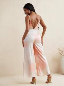 Israel Jasso Deep V Neck Print Straps Wide Leg Jumpsuit For Women Summer Holiday Outfit Elegant - Multicolor - View 1