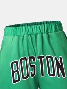 Pantalones cortos casuales tipo Boston con estampado de graffiti para niños a la moda