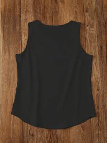 INAWLY I Love 80s Disco Paint Printed Fitted Women Casual Tank Top - Black - View 2