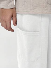 SUMWON 阔腿工装风运动裤，宽松直筒剪裁，休闲日常穿着，适合秋冬季 - 白色 - 查看 8