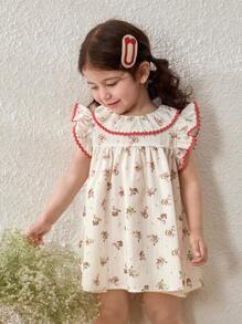 Blossori Baby Mädchen Landhausstil Urlaubs Rüschenkleid