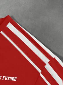 PAVTROS Manfinity Streetrush Manfinity Streetrush Men's Summer Slogan Striped Round Neck Short Sleeve Casual T-Shirt,Hip-Hop Street,Boy Friend Gifts,Streetwear Men,Graphic Tees Men - Multicolor - View 4