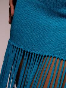 MUSERA Knitted Mini Skirt With Maxi Tassel Detail Spring, Summer, Ibiza, Holiday, Cute, Festival, Vacation Beachwear, Beach, Boho Holiday Summer Cowgirl Festival