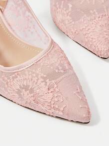 CUCCOO HITCHD Scarpe col tacco a spillo a punta in pizzo con decoro floreale e fiocchi di neve, eleganti, adatte a matrimoni, occasioni formali e feste come Natale e San Valentino