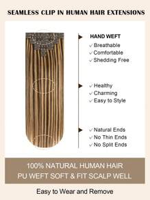 P4/27 Chocolate Brown To Caramel Blonde Clip In Hair Extensions Real Human Hair Natural Remy Human Hair Extensions Seamless Clip Ins For Women - SP4/27 - View 5