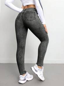 SHEIN Tall 女士牛仔裤 紧身弹力长裤 蓝色高腰 女士牛仔裤 慢跑裤 女士牛仔裤 女士牛仔裤 女士牛仔裤 女士裤子 蓝色牛仔裤 高腰牛仔裤