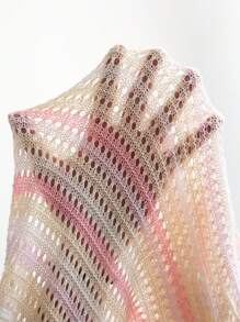 SHEIN Swim Women's Elegant Pink Striped Tie Front Knitted Cover Up, Beach Cover-Up For Summer Beach Vacation