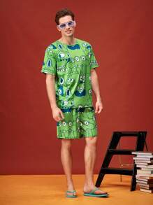 NotGurli Lustiges, cartoonhaftes, niedliches, verspieltes Herren Loungewear Set