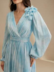 Anewsta Elegant & Fashionable Tie Dye Blue Summer Dress, Vacation Style For Women