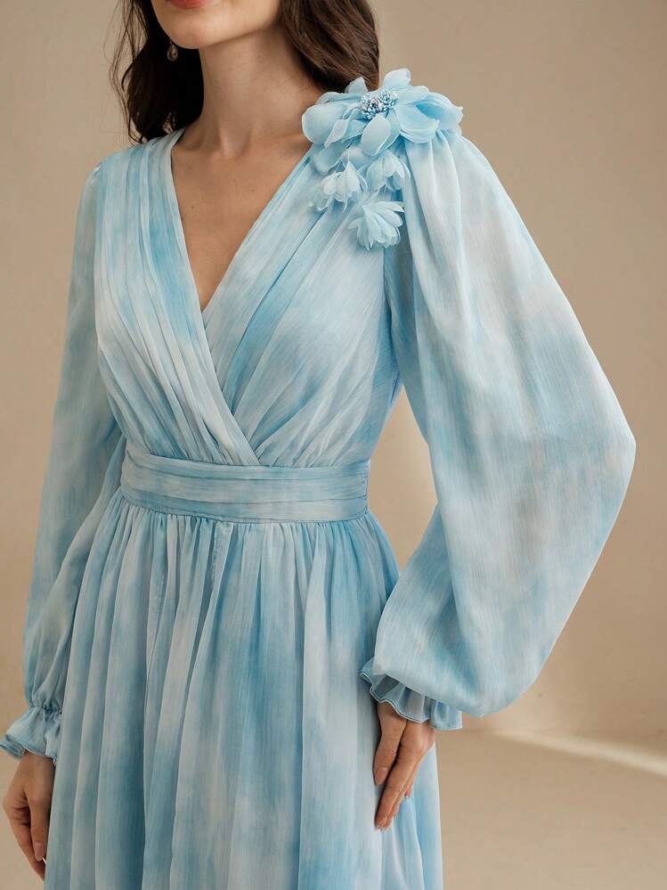 Anewsta 优雅时尚扎染蓝色夏装，女士度假风格 - 藍色 - 查看 2