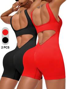 Core Rhythm Women's Fitness Jumpsuit, Slim Fit Stylish Dancewear Yoga Jumpsuit - Multicolor - View 2