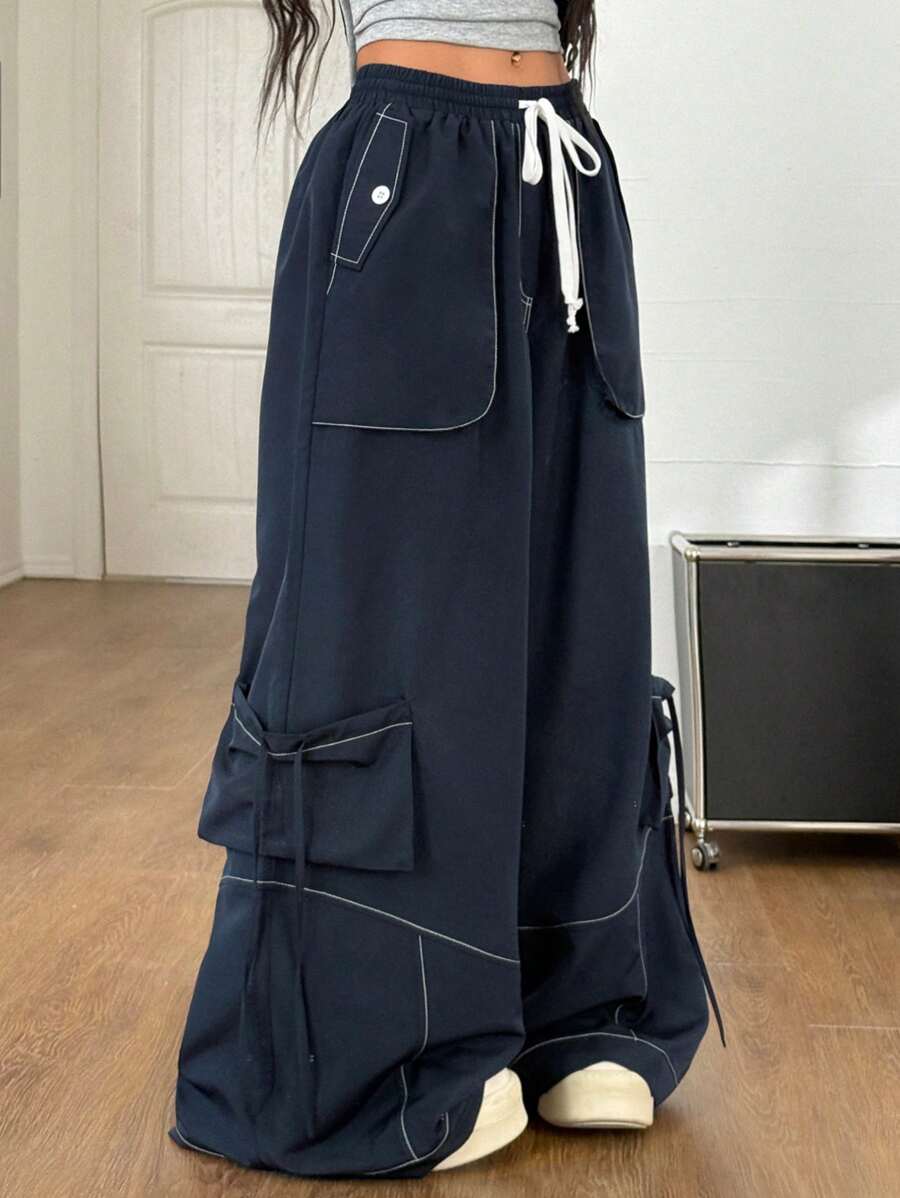 Coolane 女士夏季外出街头工装休闲外缝健身运动阔腿降落伞裤毕业季