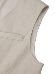 Manfinity Homme Conjunto de traje casual de un solo botón de color liso para hombre (chaleco y pantalones)