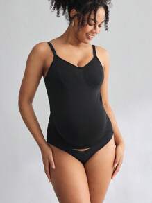 Maternity Solid Color Nursing Camisole Top - Black - View 3