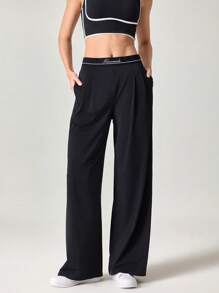 GLOWMODE 速干提花松紧腰阔腿裤带侧袋日常休闲装