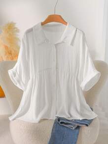 CosyJoli Áo len cardigan búp bê thường ngày cỡ lớn có tay cánh dơi - trắng - Xem 5