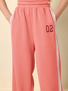 SUMWON 女童舞蹈队运动服表演训练运动服公司制服练习服运动比赛服装 - 珊瑚橙 - 查看 6