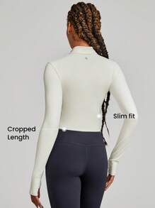 GLOWMODE سترة قصيرة برقبة عالية وقصة ضيقة مناسبة بشكل خاص للنحافة