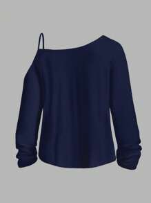 SHEIN Essnce Brooklyn English Graphic Casual Spaghetti Strap Long Sleeve T-Shirt For Women