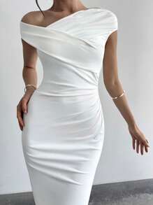 Firerie Vestido corto blanco asimétrico con volantes elegante y sofisticado de moda casual sin mangas para mujer. Vestido de verano con mangas cortas, diseño nuevo de organza con volados en capas, apto para uso diario, ir al trabajo, festivales de música, vacaciones, conciertos y fiestas. - Rosa - Ver 4
