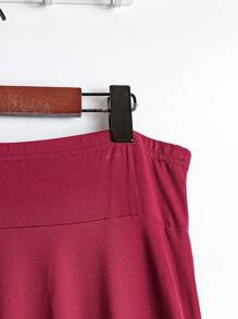 Calvaya Plus Size Women Solid Color High Waist Elastic Waist Casual Pleated A-Line Summer Skirt - Multicolor - View 6