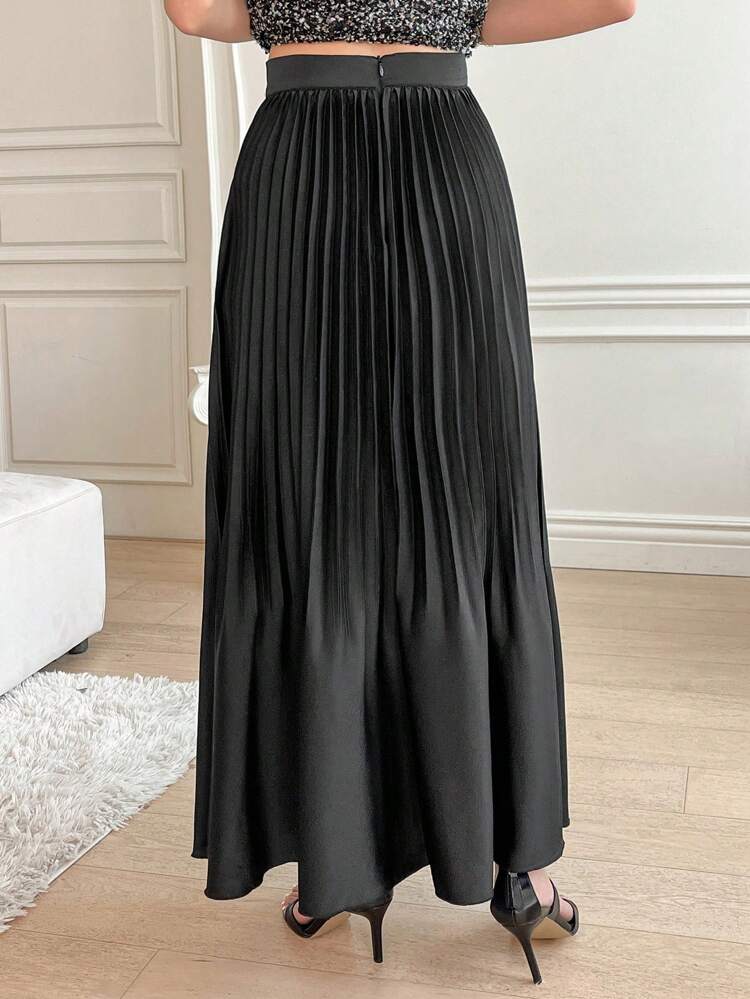 Women's Summer Pleated Satin High-Low Hem Mermaid Skirt Winter Women Skirts