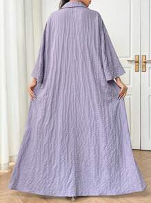 Al Najma 女士花卉刺绣土耳其长裙和阿拉伯传统长袍，朴素的卡夫坦 - 紫色 - 查看 2