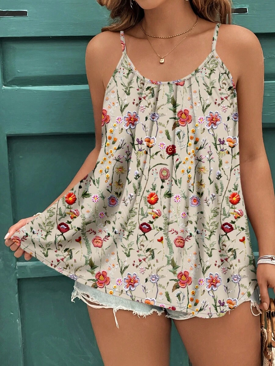 EMERY ROSE Áo ba lỗ và áo ba lỗ họa tiết hoa cổ điển thanh lịch dành cho Ngày của Mẹ, phù hợp cho kỳ nghỉ ở bãi biển mùa xuân/hè - Nhiều màu - Xem 1