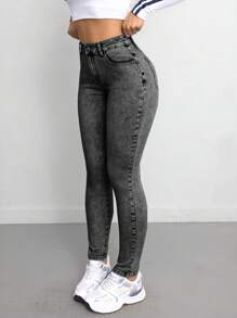 SHEIN Tall 女士牛仔裤 紧身弹力长裤 蓝色高腰 女士牛仔裤 慢跑裤 女士牛仔裤 女士牛仔裤 女士牛仔裤 女士裤子 蓝色牛仔裤 高腰牛仔裤