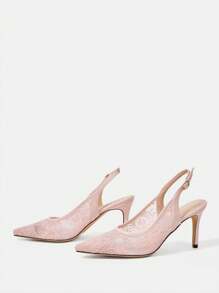 CUCCOO HITCHD Scarpe col tacco a spillo a punta in pizzo con decoro floreale e fiocchi di neve, eleganti, adatte a matrimoni, occasioni formali e feste come Natale e San Valentino