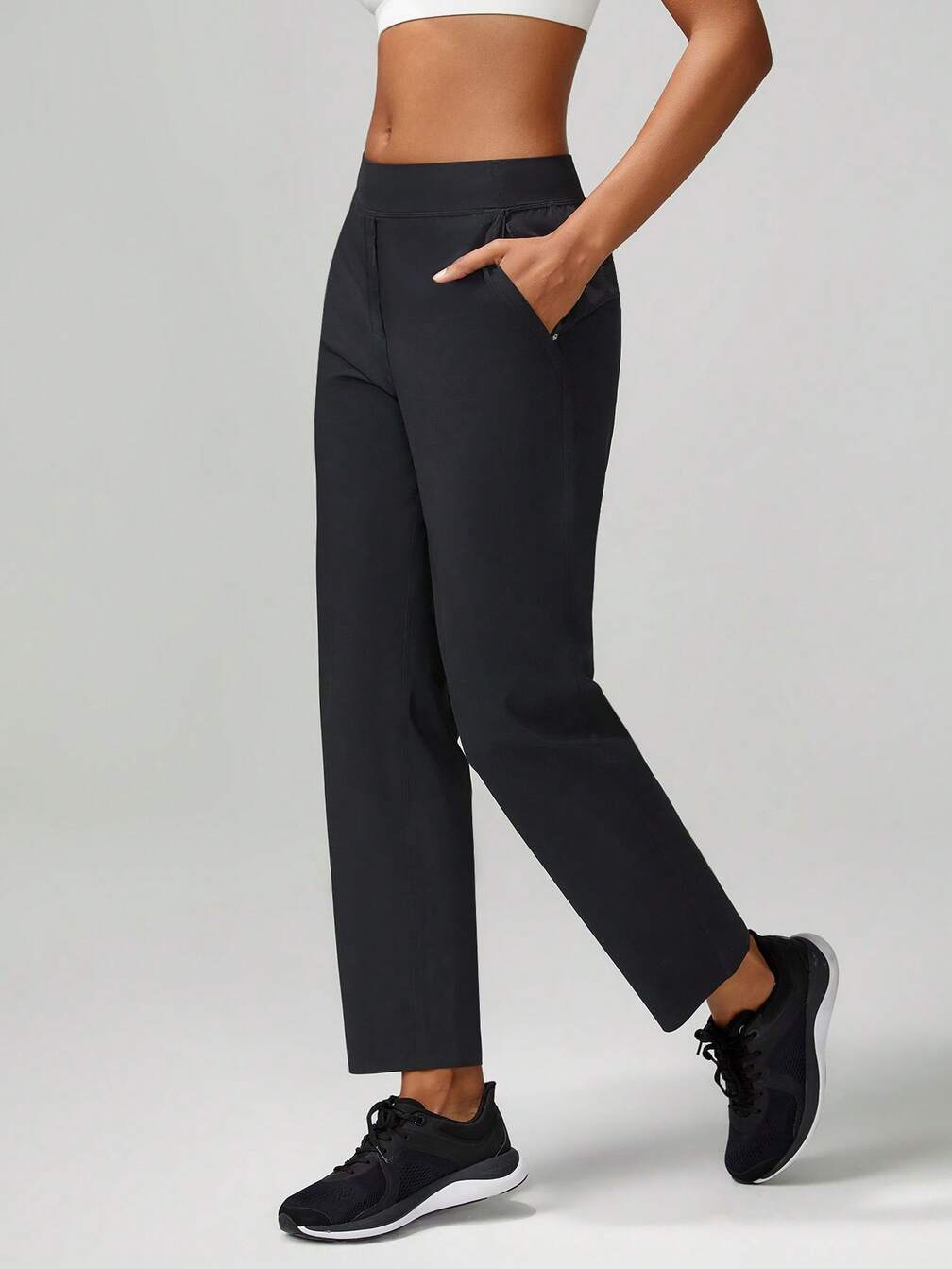 fitted cigarette trousers Tapered Fitted Cigarette Pants With Zippered Pockets Casual Work Spring  Summer｜Glowmode