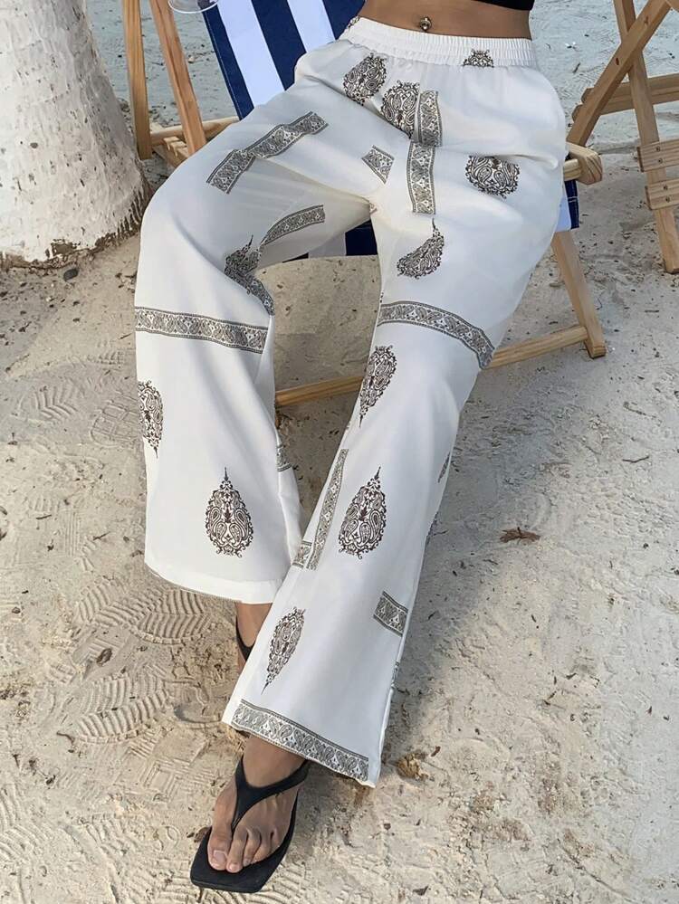 Women's Summer Casual Vacation Style Printed Flare Pants
