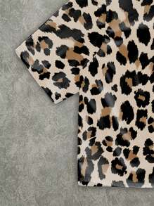 Manfinity ZONE917 男士街头风宽松豹纹星星撞色印花短款衬衫 - 彩色 - 查看 3