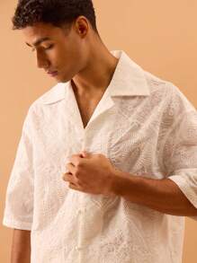 Musero Blusa con botones de manga corta y transparente con estampado, para verano, primavera, vacaciones, playa y piscina