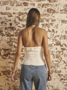 Aralina 女式无袖 V 领腰扣设计时尚吊带背心，夏季 - 白色 - 查看 2