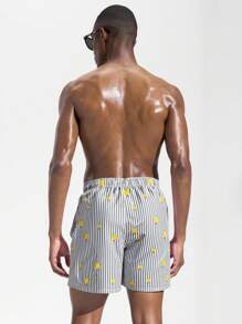 Surfspeed Men's Striped Drawstring Waist Pockets Casual Beach Shorts - Multicolor - View 2