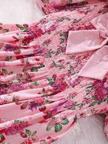 Sparklyn Floral All Over Print Sleeveless Dress For Teenage Girls - Pink - View 7