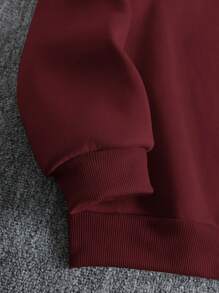 RueChic Men's Hooded Sweatshirt With Letter Patch And Drawstring - Burgundy - View 4