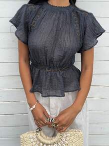 SHEIN EZwear 女士纯色衬衫，夏季时尚