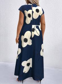 SHEIN Clasi Plus Polka Dot Print Mock Neck Dress Maxi Women Outfit - Multicolor - View 3