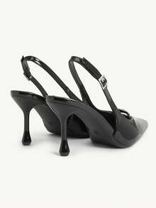 CUCCOO CHICEST Women Elegant Pointy Toe Bowknot Stilettos High Heel Pumps, Glossy Black Patent Leather Backless Dress Shoes For Commuting, Date, Afternoon Tea, Classic & Refined - Black - View 10